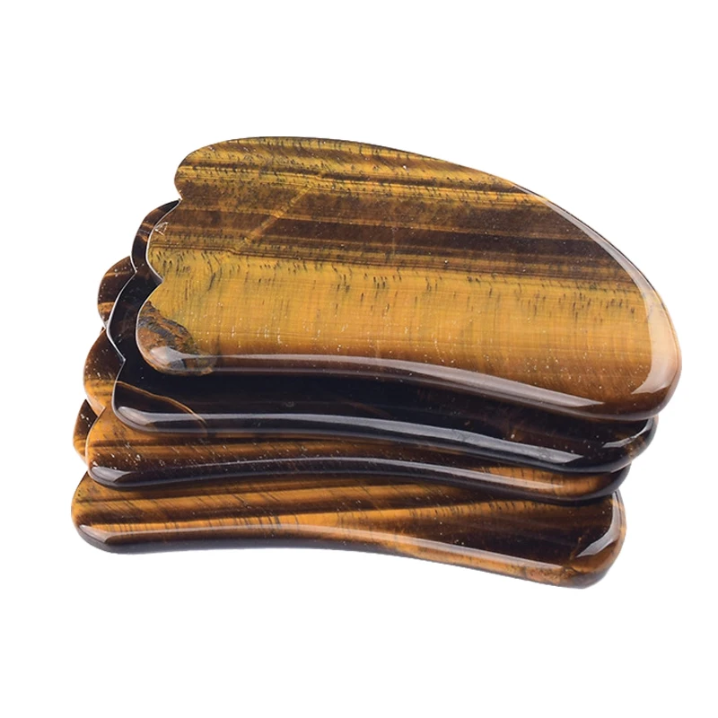 

Натуральный тигровый глаз гуаша скребок для лица ног спины головы гуаша массаж соскабливание забота о здоровье спа терапия камень Инструменты для ухода за кожей