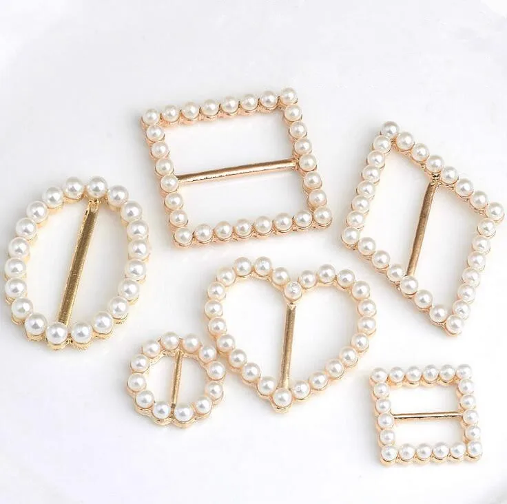 10Pcs Gold Pearl DIY Accessories Decoration Buckle For Wedding Invitation Card Ribbon Slider | Дом и сад