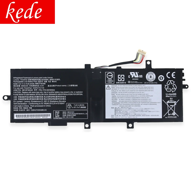 Оригинальный аккумулятор kede для ноутбука Lenovo ThinkPad Helix 2 00HW004 00HW005 00HW010 00HW011 SB10F46442