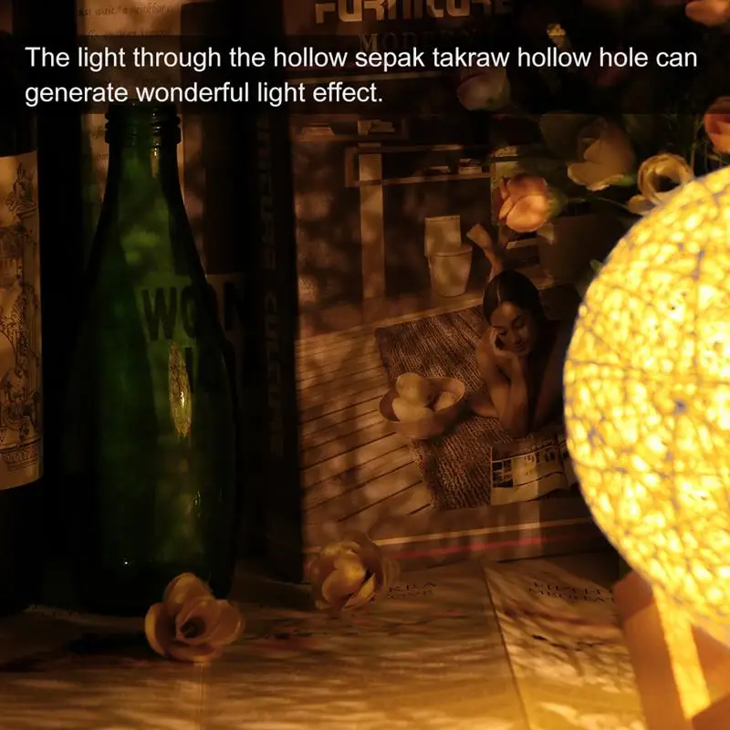 USB Rattan Ball Table Lamp Romantic Star Creative Projector Night Light Ball Night Light Projection Lamp Christmas Decoration