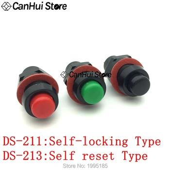 

10pcs DS-211 DS-213 Push Button Switch 10mm Momentary Self reset / Self Locking Round Button Switch DS211 DS213 miniature