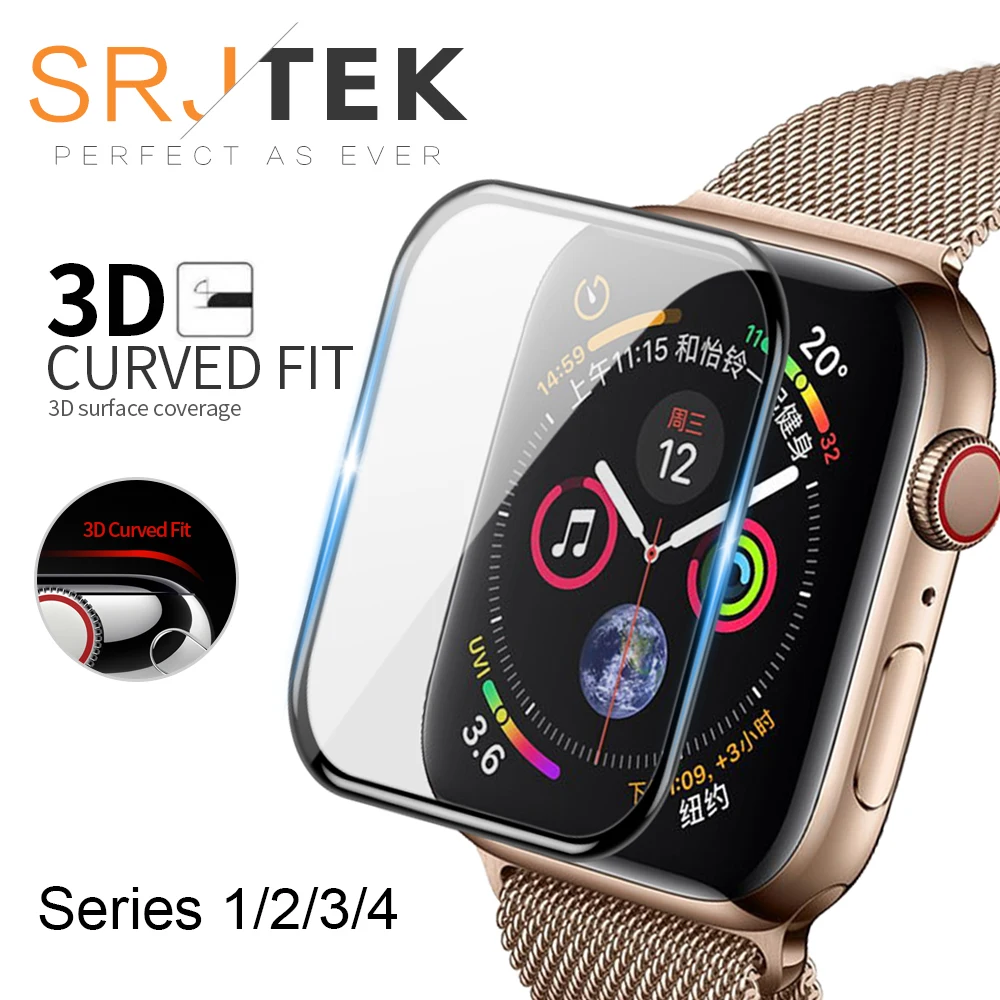 Закаленное 3d стекло для Apple Watch Series 1 2 3 4 S1 S2 S3 S4 защитная пленка экрана iWatch 44 мм 40 38 42