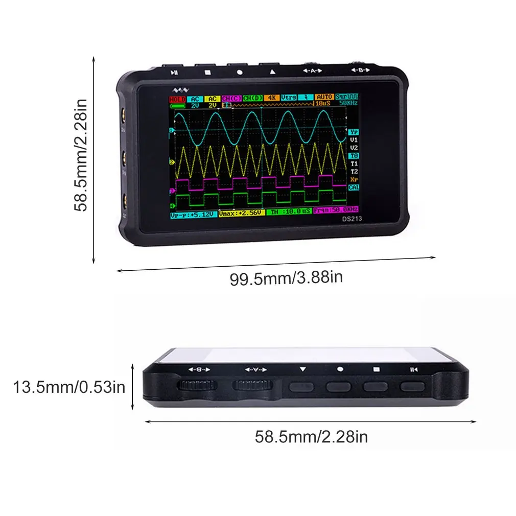 4 канальный 100 мс/с MINI Nano DSO213 DS213 Профессиональный Портативный цифровой осциллограф DSO 213 DS 213 с X1& X10 Freeshi
