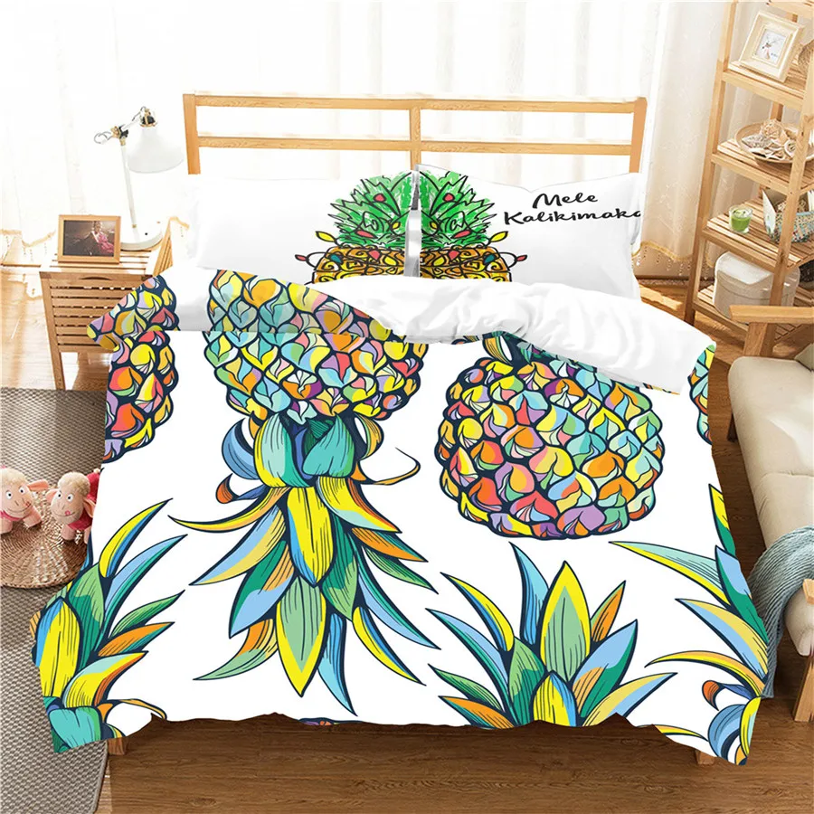 

A Bedding Set 3D Printed Duvet Cover Bed Set pineapple Home Textiles for Adults Bedclothes with Pillowcase #BL06