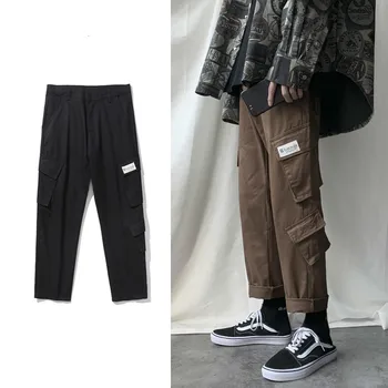

2019 Men's Letter Printing Casual Pants Black/brown Trousers Active Elastic Hip Hop Slim Fit Male Joggers Sweatpants Size M-2XL