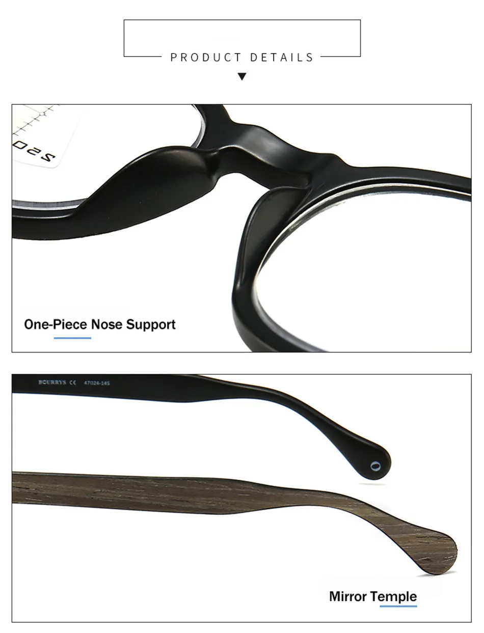 Iboode ретро круглые деревянные зерна очки для чтения для мужчин прогрессивные Мультифокальные дальнозоркости очки близкого зрения диоптрий+ 1 1,5 2 2,5