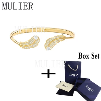 

2019SWA Fashion Exquisite Feather Shape NICE Hinge Buckle Crystal Bracelet Classic Temperament To Send Ladies Commemorative Gift