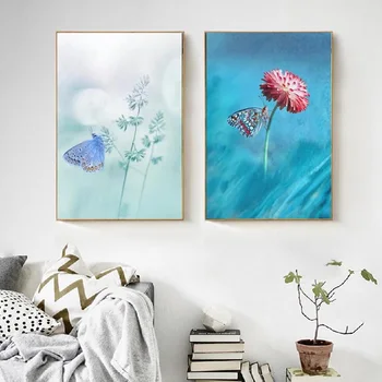 

Fresh Butterfly Flower Dream Canvas Painting Modern Home Decoration Nordic Posters and Prints Modular Wall Pictures Bedroom