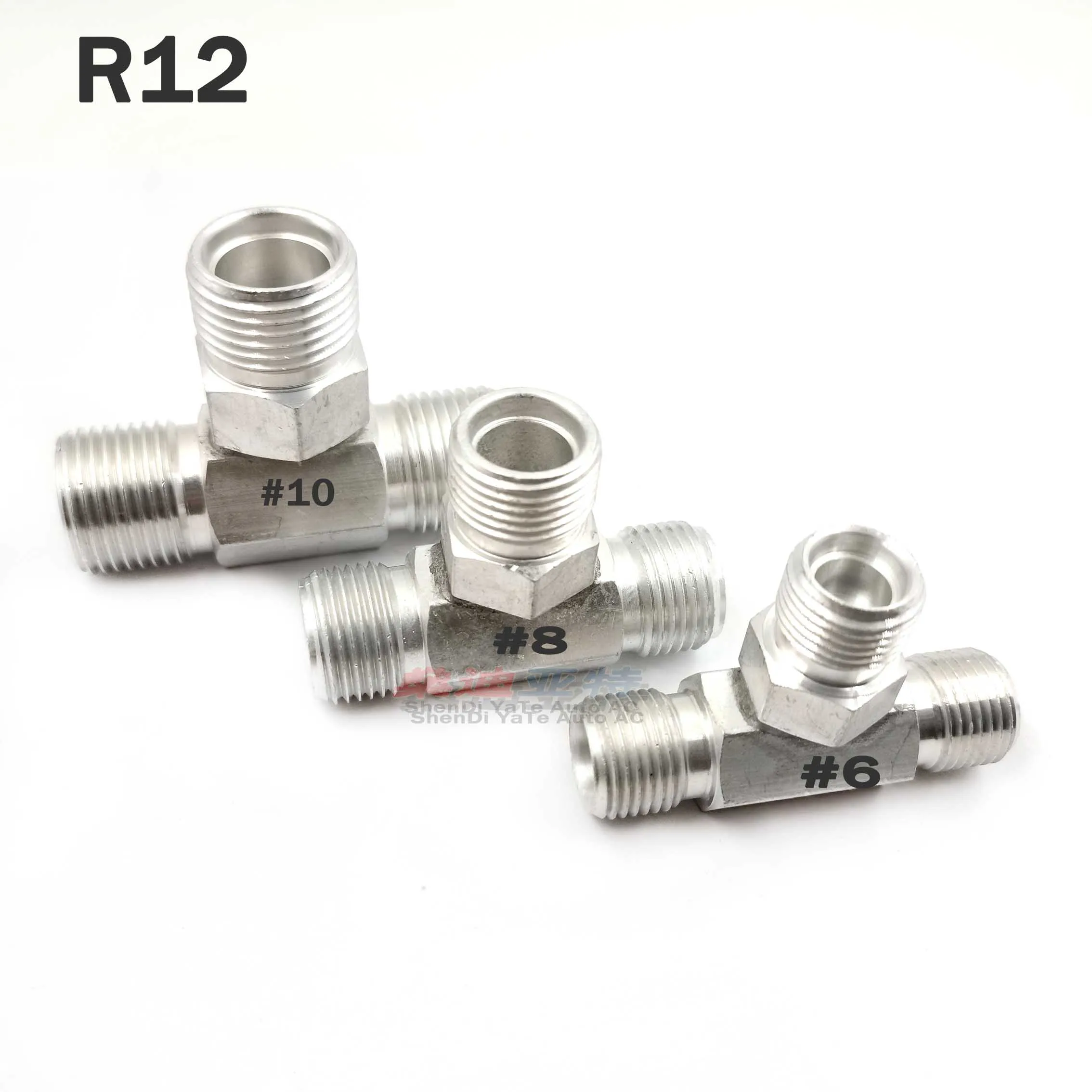 R12 #6 #8 #10 Auto AC Outer Screw Tee Pipe Joint A/C hose Connector Fixture Aluminum Kit