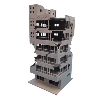 

1:100/1:144 HO Scale Sand Table Decoration DIY Assembly Model Battlefield Ruin Damaged Building - Short Version