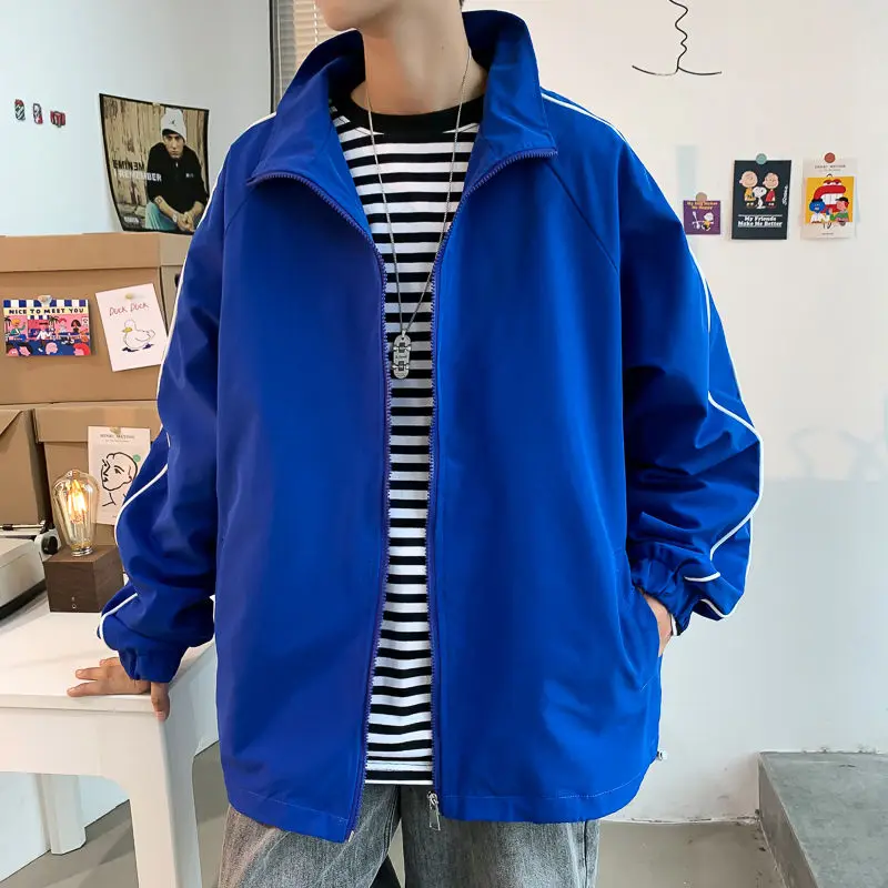 

Track Jacket Men's Fashion Solid Color Casual Baseball Uniform Jackets Mens Streetwear Loose Hip-hop Bomber Jacket Men M-5XL