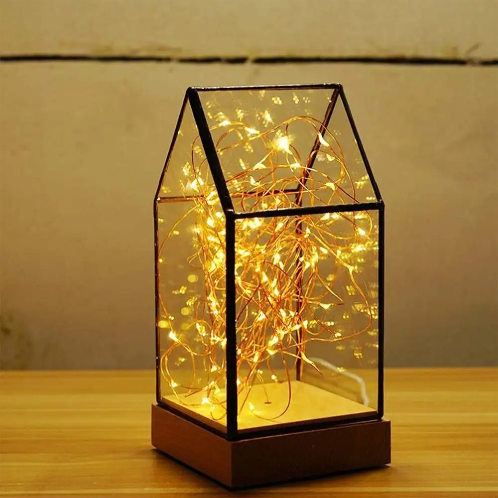 

Wooden House Shape Fire Tree Design Christmas Lights Night Light Tree House Night Light Family Living Room New Year Decoration