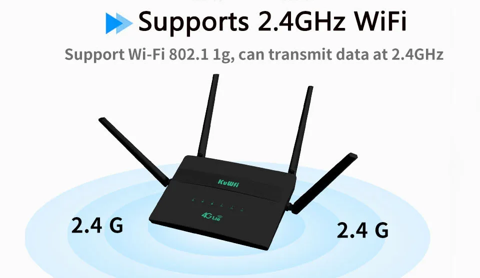 KuWFi 4G Wifi 300Mbps Không Dây SIM Router Có Khe SIM Modem Hỗ Trợ 32 Thành Viên Repeater 4 Ăng Ten VPN Thiết Lập wireless wifi router