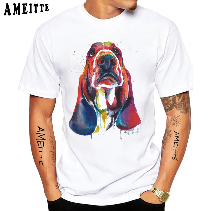 Camiseta divertida con estampado de perro Basset Hound para hombre