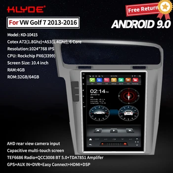 

Klyde Android 9 GPS Navigation Tesla Style Screen Car Radio Recorder Multimedia Player Video For VW Golf 7 2013-2016 Carplay BT