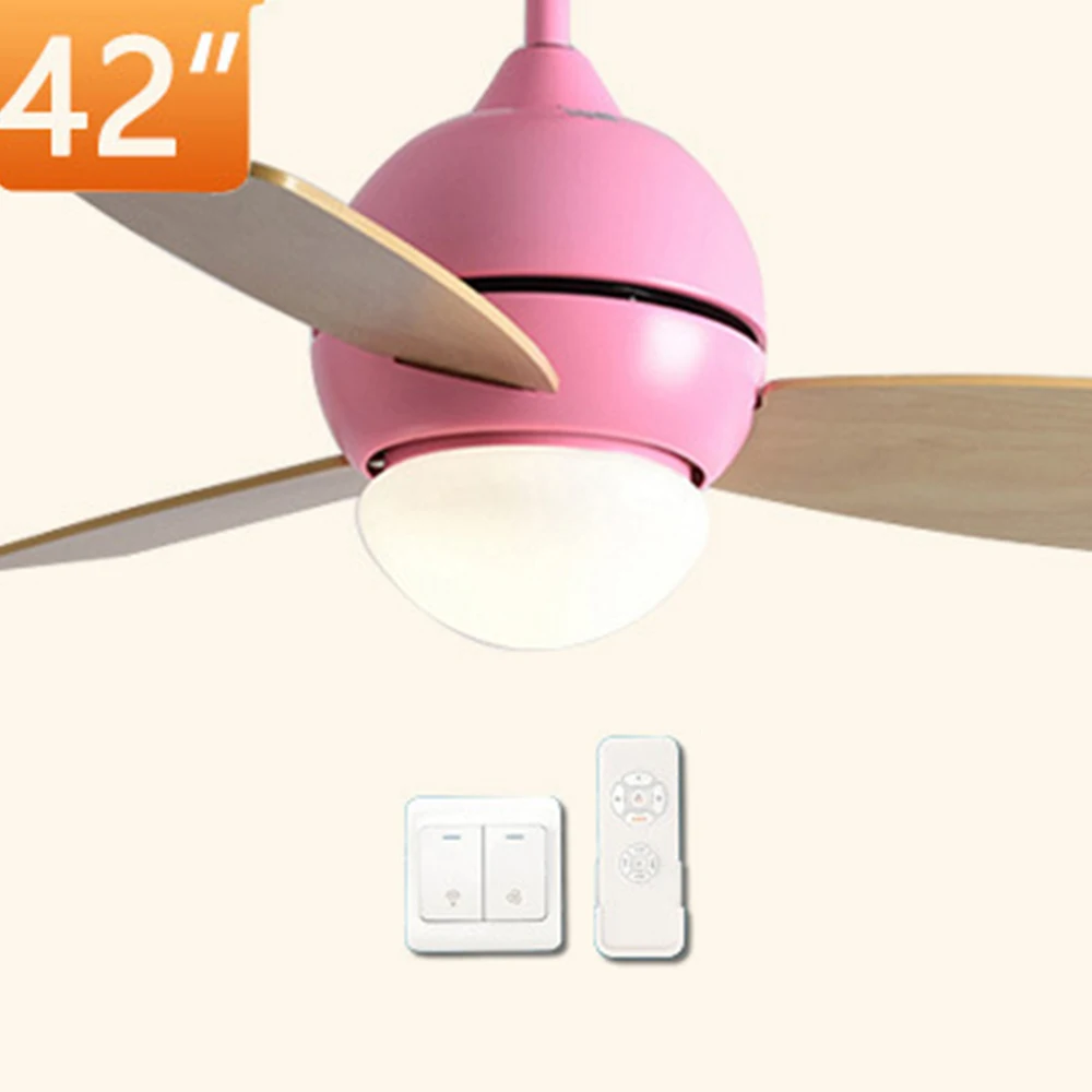 Dual control pink Nordic потолочный вентилятор-люстра дистанционного Управление со светодиодными огнями 42 дюймов охлаждающими вентиляторами 220V AC мульти цвета для ресторанного декора детской комнаты настенный Декор - Цвет лезвия: Dual control pink