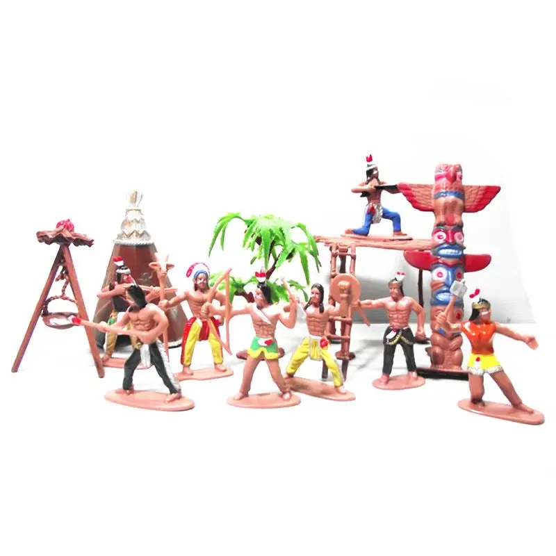 13Pcs/Set Native Plastic Indian Tribes Model American Art Figure Doll Toy | Игрушки и хобби