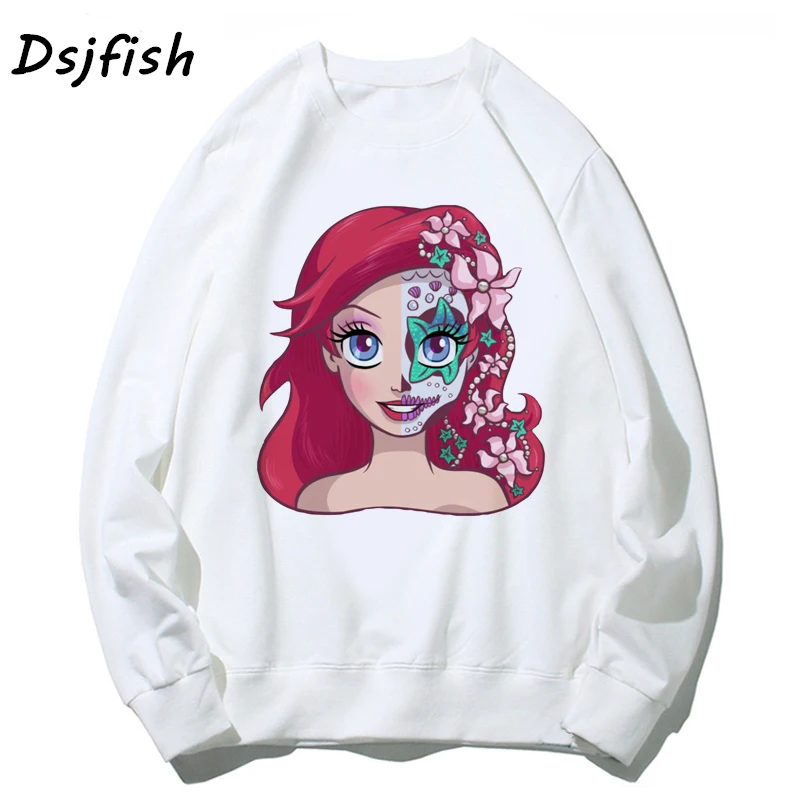 Women hoodies Sugar Skull Underwater Princess  hoodie sweatshirts girl long sleeve hoody for ladies Tops Fashion tops for girls