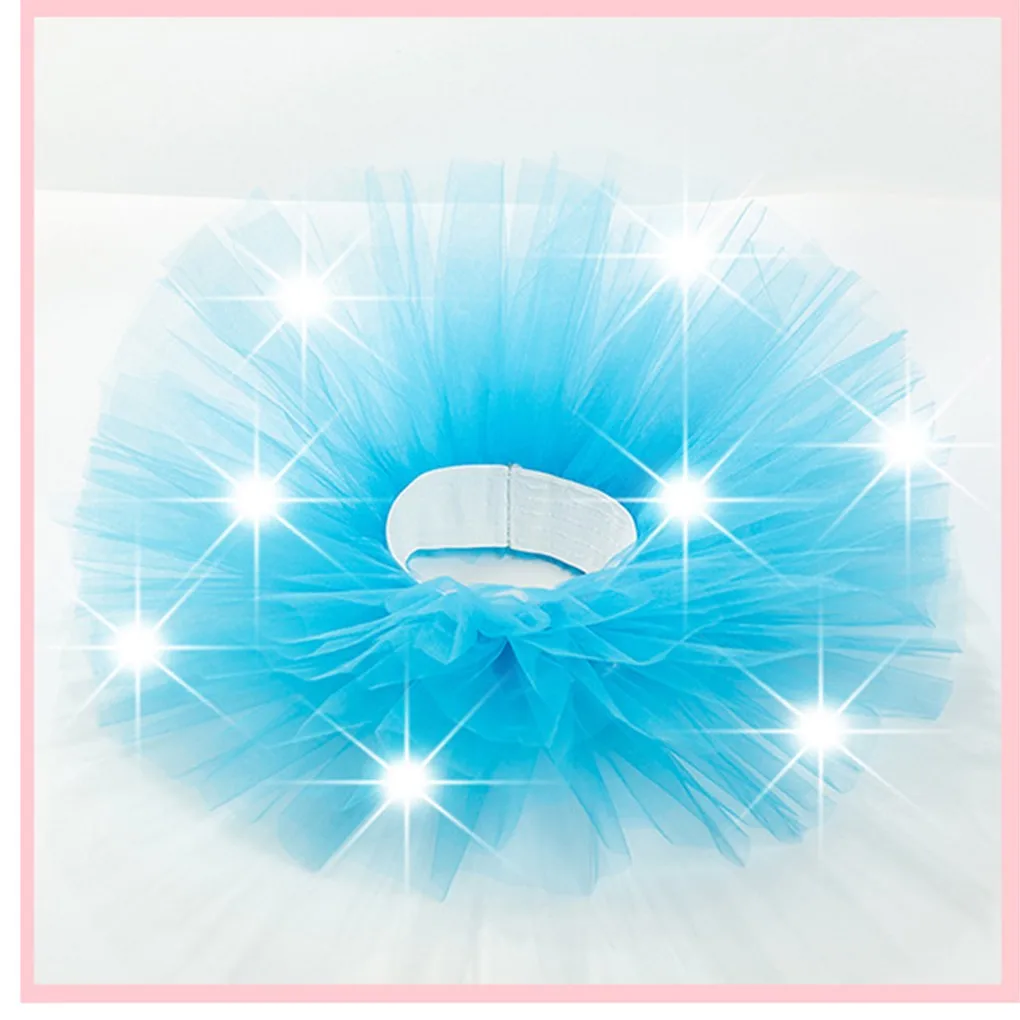 1PC Cartoon Cute LED Light Girl Kids Clothes Star Tutu Skirt Princess Christmas Party Tutus Tulle Novelty Stage Dance Skirt