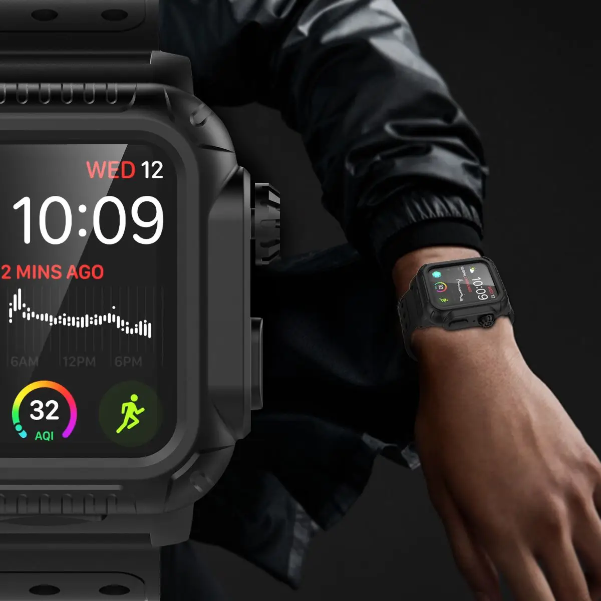 Для Apple 44 мм iWatch Series 4 Водонепроницаемость в повседневных условиях корпус часов ударопрочный бампер корпус часов+ резиновый ремешок для часов для iWatch 4