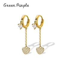 

Exquisite Fashion Swing Love Heart Tassel Hoop Earring Real s925 Sterling Silver Charm Chain Earrings For Women Jewelry 2022 New