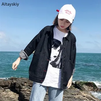 

Jackets Women Solid Simple All-match Korean Style Leisure Pockets Daily Jacket Womens Turn-down Collar Harajuku Outerwear Chic