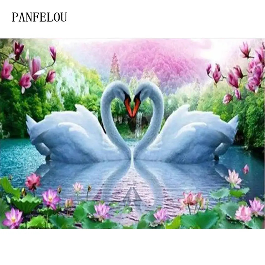 5D diy round Diamond Painting The swan Cross Stitch Embroidery kits Mosaic home Decorative drill | Дом и сад