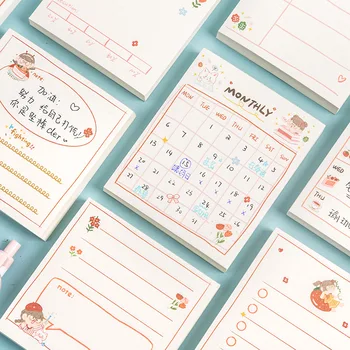 

80 Sheets/pc Cartoon Girl Weekly Plan To Do List Sticky Note Memo Pads Stationery Notepad Kawaii Stationery Notes Portable Note