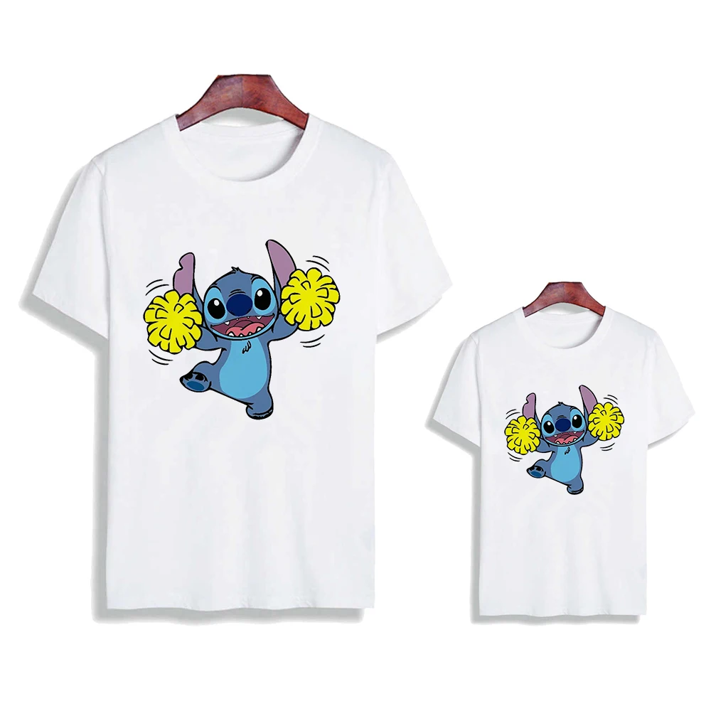 Camiseta a juego de dibujos animados de Lilo & Stitch para bebé, camisa básica de Disney de manga corta de verano, 2021