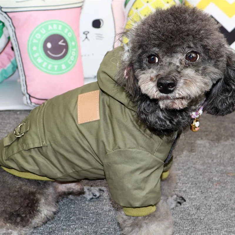 Зимняя одежда для собак, теплое зеленое пальто для собак, комбинезон, утолщенная Одежда для питомцев, для йоркширских, плюшевые собаки, костюм, одежда для щенков, куртки