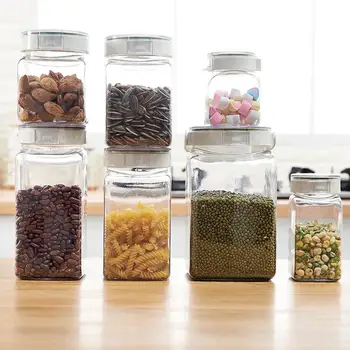 

PET Kitchen Food Storage Containers Refrigerator Closet Organizer Tea Bean Grain Food Storage Box Clear Case Kitchen Organizer