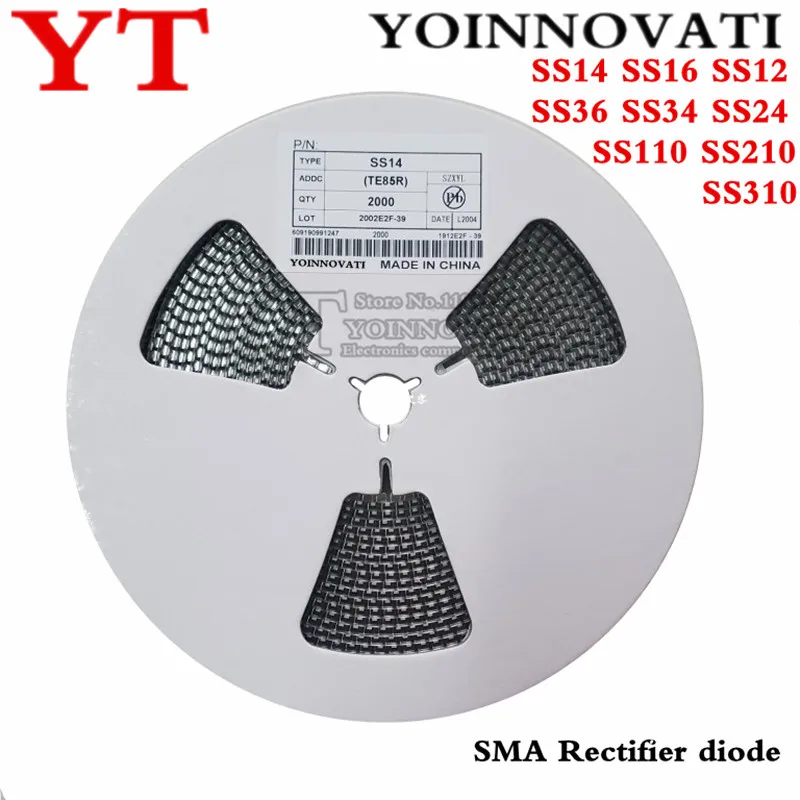 2000 шт. 1N5819 SS14 1N5822 SS34 SR160 SS16 1N5817 SS12 SR1100 SS110 SR360 SS36 SR240 SS24 SR2100 SS210 SS310 SMA выпрямительный