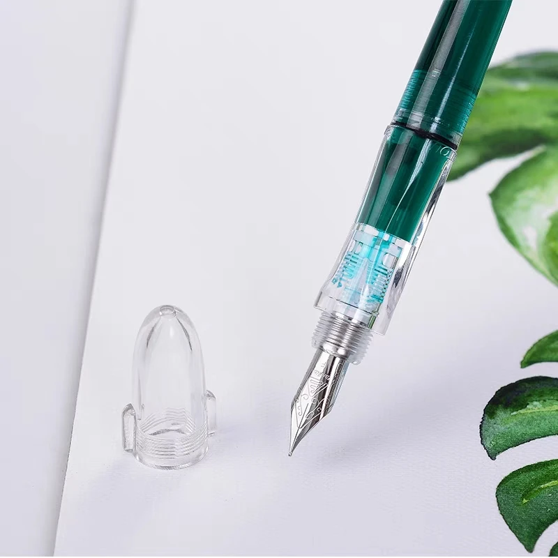 FR-POPPYZ Penna stilografica colorata trasparente con pennino fine per studenti Trasparente