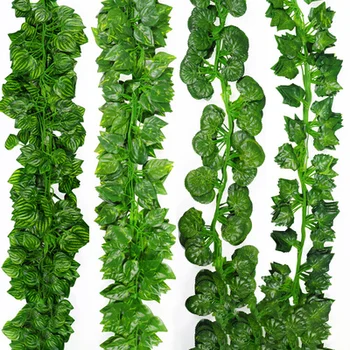 

green silk artificial Hanging ivy leaf garland plants vine leaves 1Pcs diy For Home Bathroom Decoration Garden Party Decor