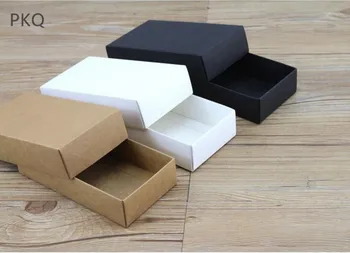 

25x10x6cm 350gsm Kraft Paper Box Black Paper Gift Box with cover Party Present Packing Boxes Large DIY Cardboard Carton 10pcs