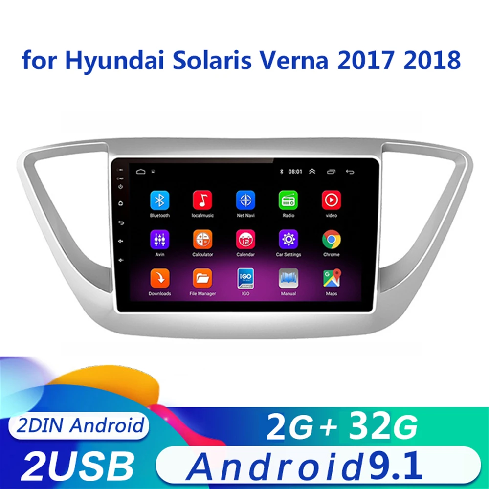 Автомобильный мультимедийный плеер с радио Android 9 1 для Hyundai Solaris Verna 2017 2018 стерео