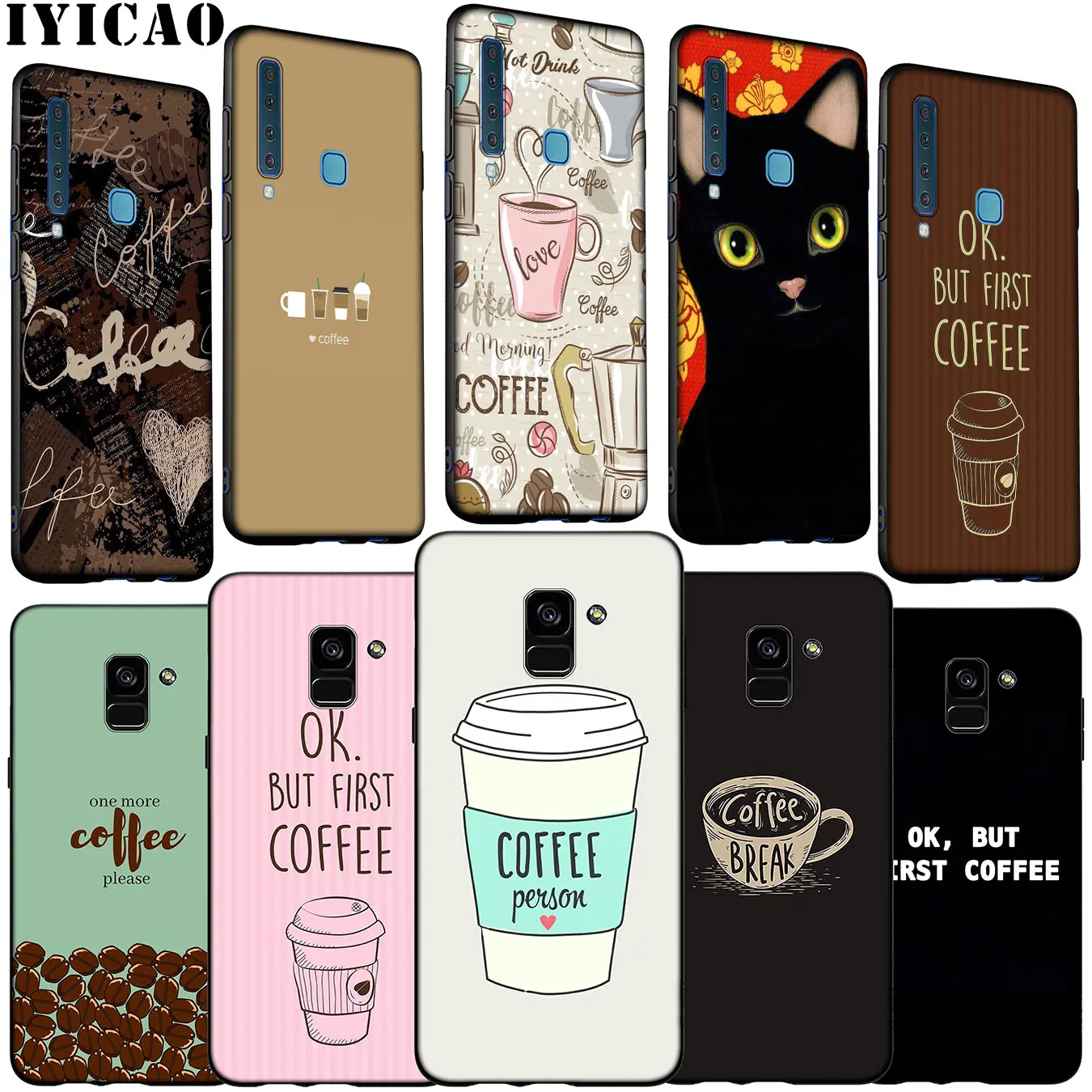 book Time for coffee Cat Soft Silicone Phone Case Samsung Galaxy A6 A7 A8 A9 2018 A3 A5 2016 2017 Note 9 8 10 Plus |