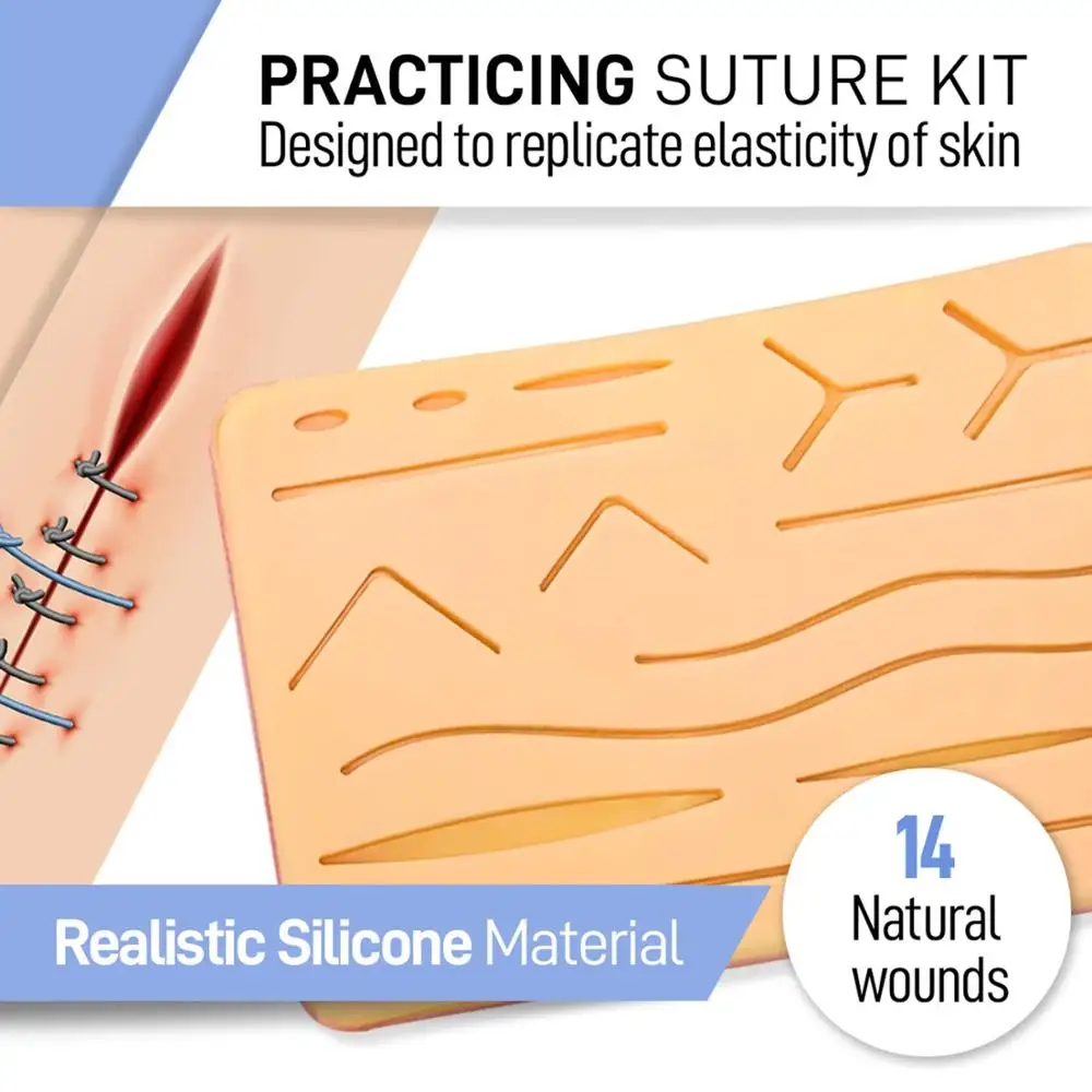 

Complete Suture Practice KIT for Medical and Vet Students - Reusable Skin Simulation Silicon PAD