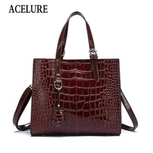 ACELURE Аллигатор из искусственной кожи сумки на плечо для женщин сплошной цвет большой емкости красивые женские сумки-мессенджеры универсальные сумки