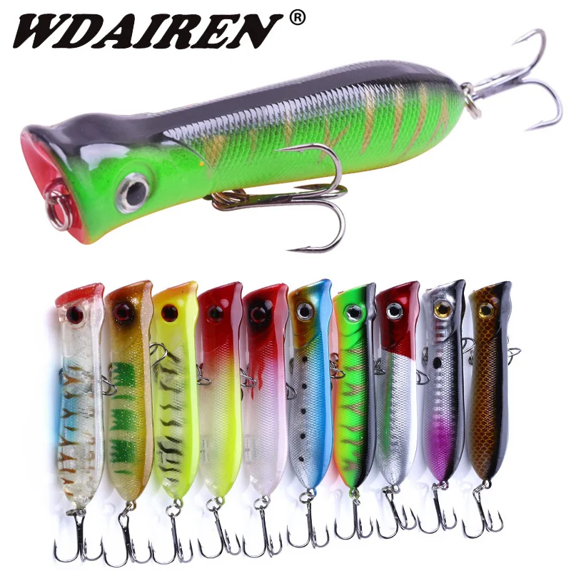 1Pcs Top water Popper Wobbler Fishing lure With 6# hooks 8cm 11.5g floating crankbait Artificial bait poper pesca carp pike