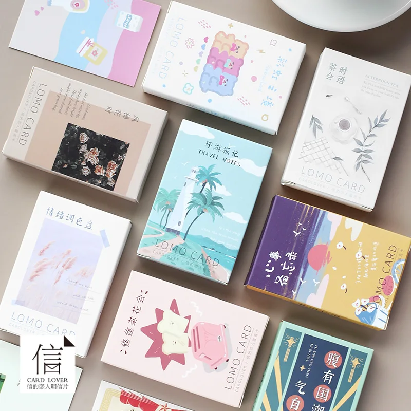 

Star 28Pcs \ Retro DIY cute creative fun greeting card blank message card mini postcard student stationery office supplies