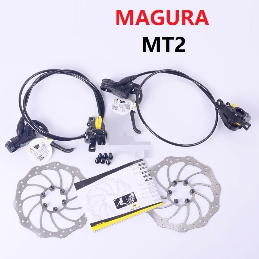 MAGURA MT2 велосипедный передний задний гидравлический Diac тормозной рычаг и суппорт MTB горный велосипед масляный тормоз с тормозным ротором 160 мм - Цвет: 1 set
