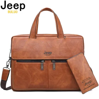 

JEEP BULUO Men Bags Business Briefcase Bag For 14 inches Laptop A4 Male Bag Cow Split Leather High Quality Travel Bags Handbags