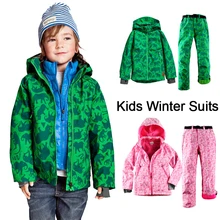 Лыжный костюм для девочек и мальчиков, зимнее пальто, куртки, профессиональный детский лыжный костюм, ветрозащитные детские лыжные куртки, штаны для сноуборда, одежда