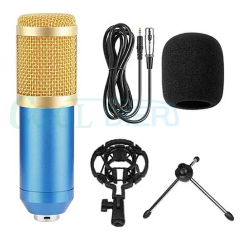 Прохладный DIER BM800 профессиональный конденсаторный микрофон с ударным креплением Mikrofon конденсаторный звукозаписывающий микрофон для радио braodcasing - Цвет: blue with tripod