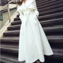 Шерстяное Женское пальто плюс длинная секция осень и зима новое темпераментное приталенное длинное шерстяное пальто толстое пальто с воротником из лисьего меха