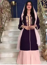 

Embroidered Lace Ethnic Islamic Women Abaya Dubai Moroccan Caftan Arabric Turkey Muslim Eid Ramadan Robe Patchwork Long Dress