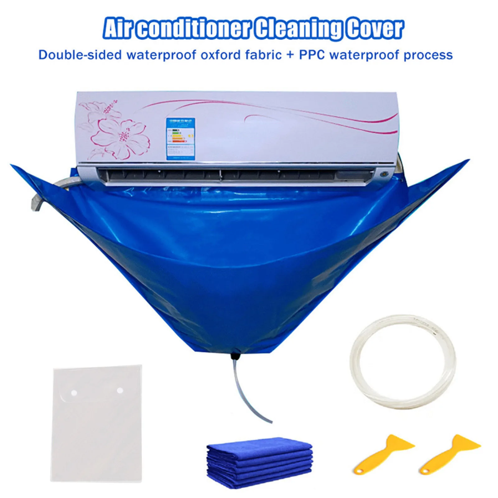 

New Air Conditioner Cleaning Cover With Water Pipe Waterproof Dust Protection Cleaning Cover For Air Conditioners Below 1.5P