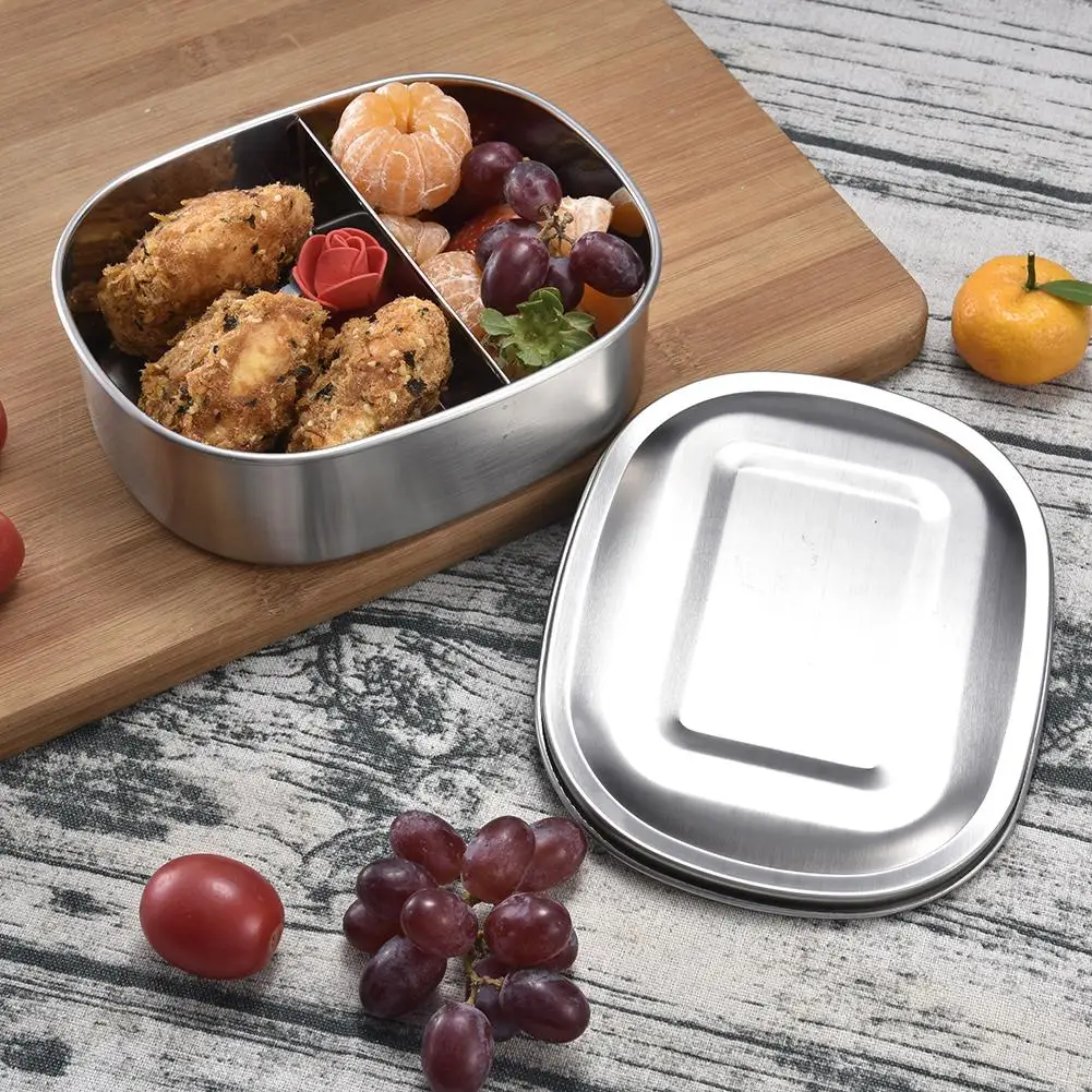 Контейнеры для обеда из нержавеющей стали для малышей и взрослых, Bento Box, контейнеры для еды, отсек, Ланч-бокс, разделенная коробка для закусок, посуда