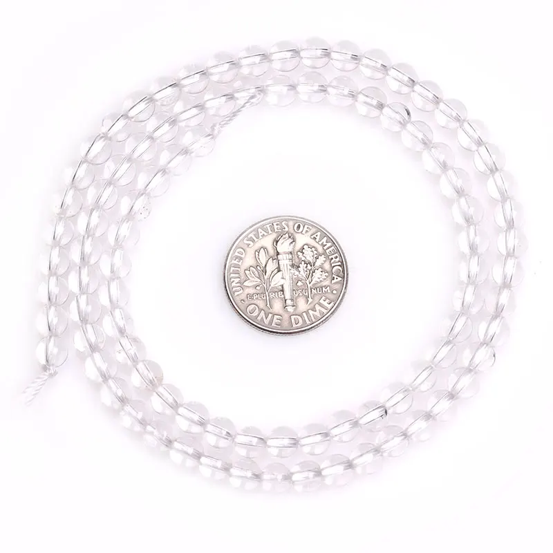 Натуральный Камень Белый рок прозрачный кристалл кварца круглый шарик для изготовления ювелирных изделий прядь 15 дюймов DIY браслет ожерелье бисер 6 мм 8 мм - Цвет: 4mm